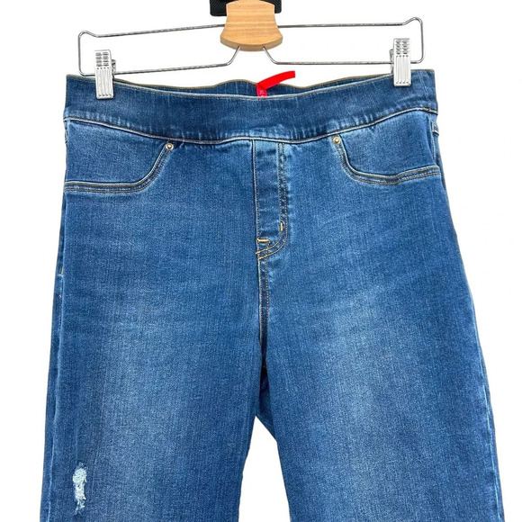 Spanx Distressed Ankle Skinny Jeans Medium Wash Blue Size‎ Large - Picture 3 of 9